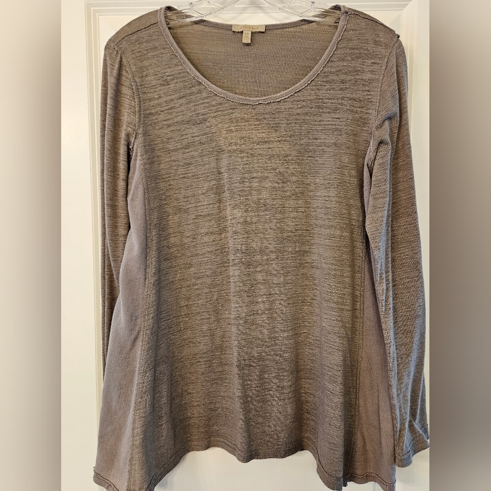 Anthro Bordeaux tee with mixed fabrics L